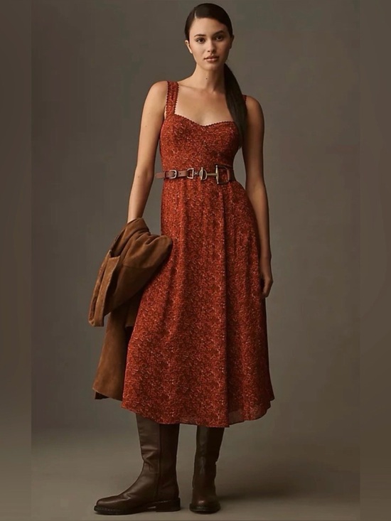 Reformation Dresses & Skirts - NWT Reformation Lela Red Floral Fall Wedding Midi Dress Size 10